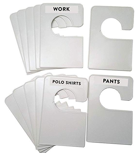 12 Blank White Clothing Dividers Plus 48 Labels 5.25x3.5 Inches (Block)