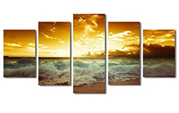 Wall Art 5 Panel Beach Pictures Artwork for Living Room