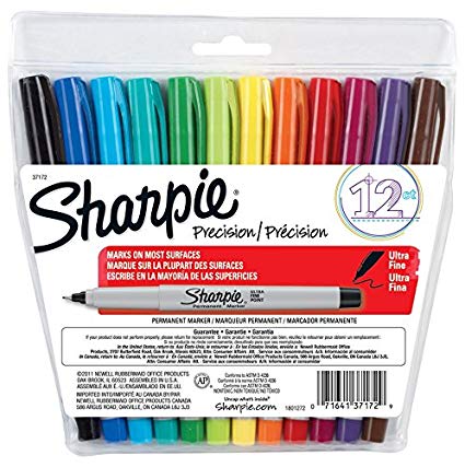 Sharpie Permanent Markers, Ultra-Fine Point, Assorted, 12 Pack