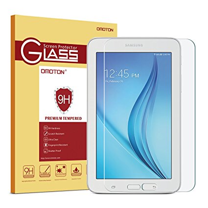 Galaxy Tab E Lite 7.0 / Tab 3 Lite 7.0 Glass Screen Protector, OMOTON Tempered-Glass Protector with [9H Hardness] [Crystal Clear] [Scratch-Resistant] [Bubble Free Easy Installation],