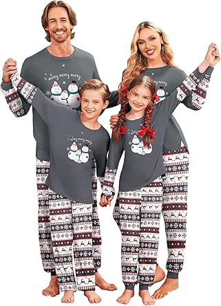 Ekouaer Family Christmas Pajamas Matching Sets Soft Long Sleeve for Womens Mens Kids Pjs Family Sleepwear Holiday Lounge Sets