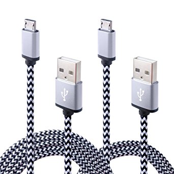 Kakaly Galaxy S6 S7 Charger Cable 2-Pack High Speed [6ft 3ft] USB Cable 2.0 A Male to Micro B Sync & Charging Nylon Braided Cable For Samsung Note 4 5 S4 S5 Active Tab A S S2 Pro PS3 4 Android Phone
