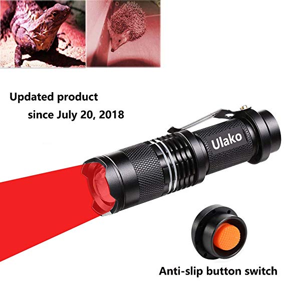 Ulako Single 1 Mode Red Light 150 Yards Adjustable Focus Zoom LED Flashlight Torch for Hunting Hog Pig Coyote Varmint Predator