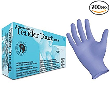 Tender Touch Purple Nitrile Exam 4 Mil Gloves- Powder Free, Latex Free, Non Sterile, Food Safe. Size LG Gloves (Box of 200)