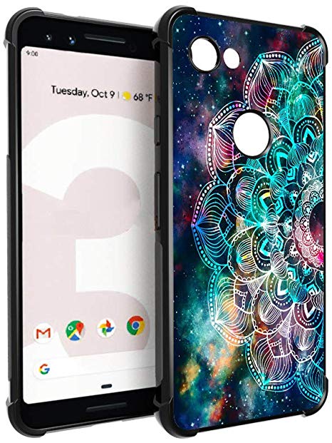 BYBART Google Pixel 3a Case, Pixel 3 LITE Case, [Scratch Resistance   Shock Absorption] Slim Flexible Protective Silicone Cover Phone Case for Google Pixel 3a - Galaxy Mandala