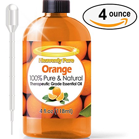 Orange Essential Oil – (HUGE 4 OZ) Eye Dropper Included - 100% Pure & Natural Sweet Citrus Aroma - Therapeutic Grade - Orange Oil is Great for Aromatherapy, Immunity, Natural Antibacterial, & Cleaning