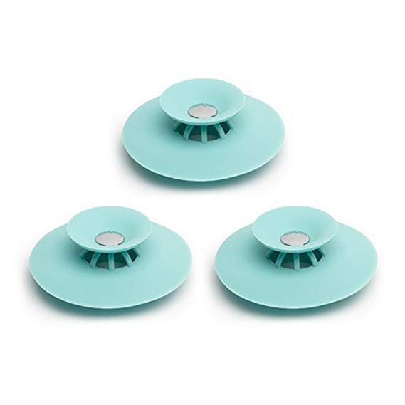 Rommeka Silicone Drain Stopper - Creative 2 in 1 Deodorant Sink Bathtub Stop & Bathroom Hair Catcher, Drain Plug Protector Strainer Floor Filter Cover Clog for Kitchen Tub (Blue)