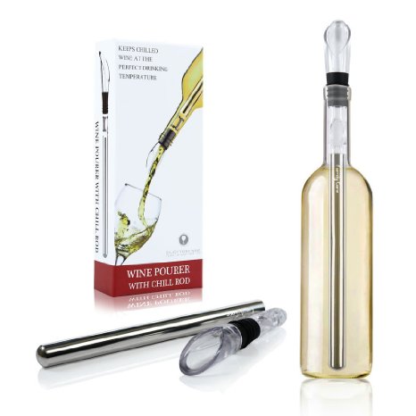 Wine Bottle Cooler Stick - 3-in-1 Stainless Steel Wine Chiller Freezer with Aerator and Pourer Decanter Barware Tool for Merlot Beer Whiskey Cocktails Grape by Family Care