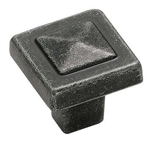 Amerock BP4429-WI Forgings Pyramid 1-1/8-Inch Square Knob, Wrought Iron