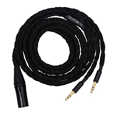 Linsoul Tripowin GranVia Upgraded OFC High Purity Headphone Audio Replacement Cable (XLR Plug, Dual 3.5mm, 2m Length, Black)