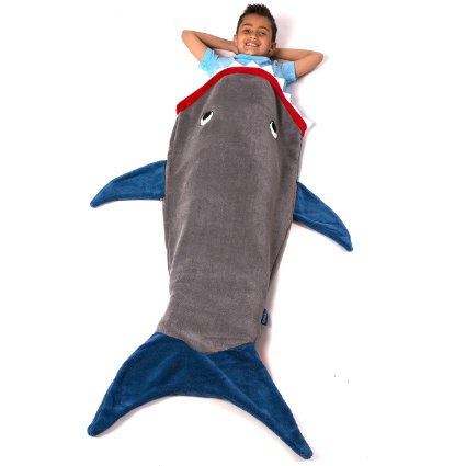 Shark Blanket by Blankie Tails - Gray and Deep Blue