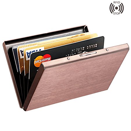 Best RFID Blocking Credit Card Holder, MaxGearTM Stainless Steel Card Holder Case for Travel and Work, Steel Metal Slim Wallet , Credit Card Case for Business Cards, Credit Cards, and Driver License