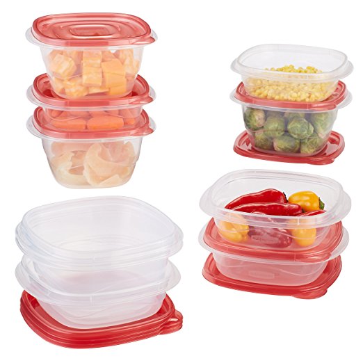 Rubbermaid TakeAlongs Assorted Food Storage Container, 5.2 and 2.9 Cup, 10 Piece Set, Red