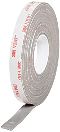 3M VHB Tape RP62 in Gray - 0.5 in. x 15 ft. Double Sided Tape Roll with Conformable Foam Core. Adhesive Tapes