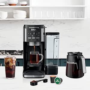 Ninja DualBrew Hot & Iced Coffee Maker, 14 Cups | CFP105 | K-Cups | Black | Renewed