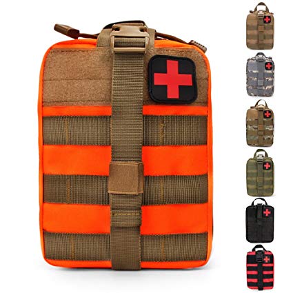 HX OUTDOORS Tactical MOLLE Rip-Away EMT Medical First Aid IFAK Lifesaving Pouch,Outdoor Medical Package,Mountaineering/Climbing Rescue Tools Package Made of 600D Waterproof Fabric (Orange)