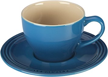 Le Creuset Stoneware Set of 2 Cappuccino Cups and Saucers, Marseille