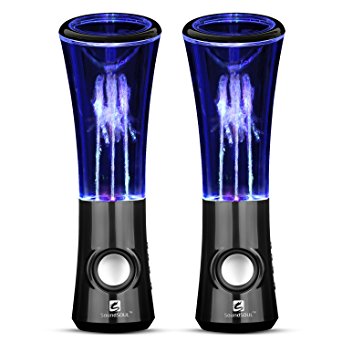 SoundSOUL Dancing Water Speakers LED Speakers Water Fountain Speakers (6 Colored LED Lights) - Black