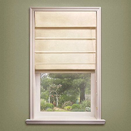 Chicology Standard Cord Lift Roman Shades / Window Blind Fabric Curtain Drape, 100% Cotton, Privacy - Sahara Sandstone, 31"W X 64"H