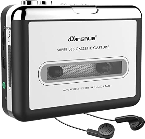 Dansrueus Updated Cassette to MP3 Converter, USB Cassette Player from Tapes to MP3, Digital Files for Laptop PC and Mac with Headphones from Tapes to Mp3 New Technology,Silver