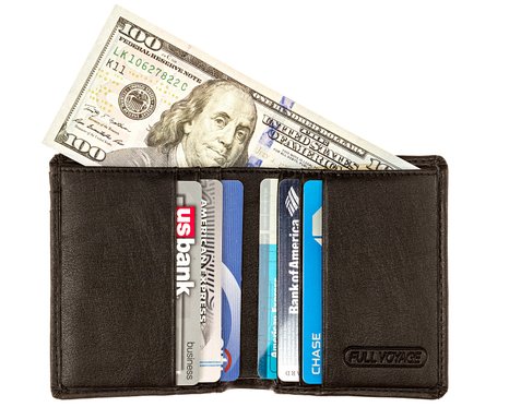 Slim RFID Blocking Front Pocket Wallet FV06 with Exterior ID Window - Card Holder with 9 Slots Plus Compartment for Bills - Protects Credit Cards Bank Cards IDs from High Tech Identity Thieves
