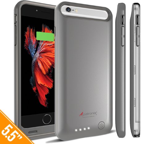 iPhone 6S Plus Battery Case, iPhone 6 Plus Battery Case, Alpatronix® [BX140plus] MFi Apple Certified 4000mAh External iPhone 6S/6 Plus Battery Case Removable Rechargeable Protective iPhone 6S+ 6+ Charging Case [Ultra Slim Portable iPhone6 Plus Charger Case / Full Support with iOS 9+ & Apple Pay / iPhone6s Plus Extended Battery Case / Lightning Connector Output / Fits colors for iPhone6S Plus for Juice Bank & Power Pack] 100% Satisfaction Guaranteed! - (Space Gray with 1 Extra Clear Bumper)