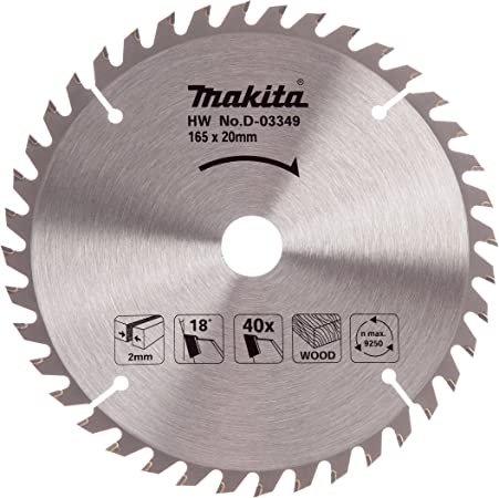 Makita D-03349 - Disco de sierra standard de 165x2.4 llanta 1.5 mm 40z 18 grados eje de 20