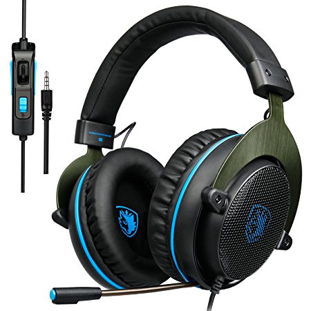 New Arrival SADES PS4 Gaming Headset , Xbox One Headset Bass Surround, Soft Memory Earmuffs, Over Ear Headphones with Mic for Sony Playstation 4 PS4 Xbox one PC Laptop Mac Smartphones (Black &Blue)