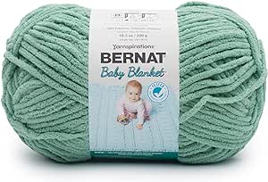 Bernat BABY BLANKET BB Misty Jungle Green Yarn - 1 Pack of 10.5oz/300g - Polyester - #6 Super Bulky - 220 Yards - Knitting/Crochet