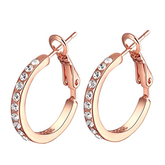 Fashion Small White gold plated Hoop Earrings Cubic Zirconia For Women Teen Girls