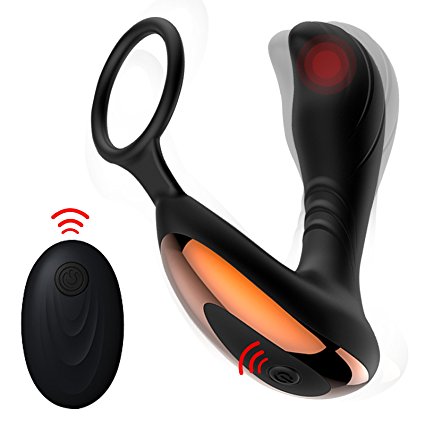 Remote Prostate Massager with Pennis Ring, Tracy's Dog Silicone Vibrating Anal Plug Butt Plug Anal Trainer P-Spot Perineum Dual Stimulator Vibrator