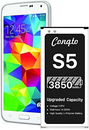 [3850mAh] Galaxy S5 Battery (2021 New Version), Conqto New Upgrade Replacement Battery for Samsung Galaxy S5 EB-BG900BBU SM-G900V I9600 SM-G900H SM-G900A SM-G900TR SM-G900P SM-G900T SM-G900R