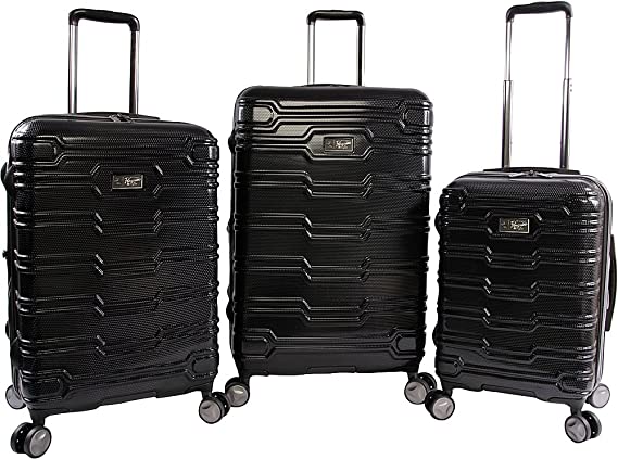 ORIGINAL PENGUIN Collins 3 Piece Set Expandable Suitcase with Spinner Wheels, Black, One Size