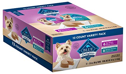 Blue Buffalo Divine Delights Natural Adult Small Breed Wet Dog Food Cups Variety Pack, Top Sirloin Flavor in Savory Juice and Grilled Chicken Flavor in Savory Juice 3.5-oz (12pack- 6 of each flavor)