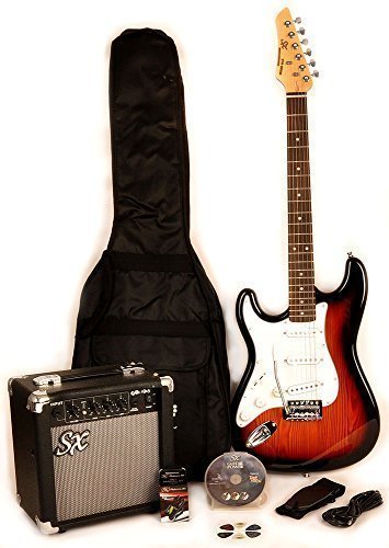 RST 3TS LH Left Handed 3 Tones Electric Guitar Package with Full Size Electric Guitar, Amp, Carry Bag, and Instructional DVD