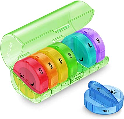 Weekly Pill Organizer 7 Day 2 Times a Day, Sukuos Large Daily Pill Cases for Pills/Vitamin/Fish Oil/Supplements