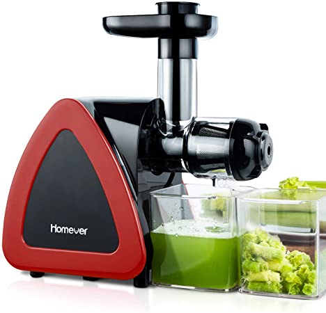 Msticating Juicer Machines, HOMEVER Cold Press Juicer for Fruits and Vegetables, Quiet Motor, Reverse Function, Slow Juicer Extractor Easy to Clean with Brush and Juice Container, Hight Nutrient, BPA-Free