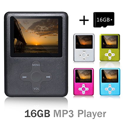 Lecmal MP3 / MP4 Player, Economic Multifunctional Music Player Portable MP3 / MP4 Player with 16GB Micro SD Card Mini USB Port - Voice Recorder Media Player Flash Disk, Best Gift for Kids (Black2)