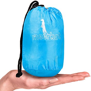 Compact Backpacking Picnic & Beach Pocket Blanket / Mat / Tarp X Large 85"X58"- Ultralight, Waterproof, Sand Resistant For Camping, Festival, Park, Outdoor. Includes loops. By Meerkat