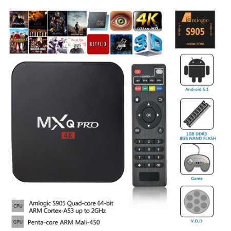 Toovoo MXQ Pro Android TV Box Amlogic S905 Android 5.1 Lollipop OS WiFi HDMI DLNA 1G 8G Streaming Media Players