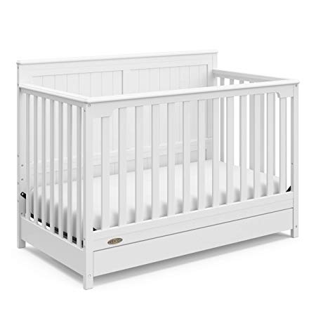 Graco Hadley 4-in-1 Convertible Crib with Drawer, White, Easily Converts to Toddler Bed Day Bed or Full Bed, Three Position Adjustable Height Mattress, Some Assembly Required (Mattress Not Included)