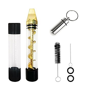 LOWTACC Glass Tube with 2.5 inch Grinder Kit for Herb Leaves, Dry Herb Papers with KEYCHAIN (Gold)