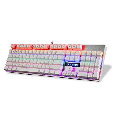 Sades K10 USB Mechanical Gaming Keyboard LED Backlight Bakclit with Blue Switch Floating keycap for PC