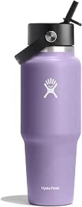 HYDRO FLASK Wide Mouth vacuum insulated stainless steel cupholder water bottle with leakproof straw cap for cup holder, cold water drinks, sports, car