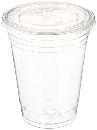 A World Of Deals Plastic CLEAR Cups with Flat Lids for Iced Coffee Bubble Boba Tea Smoothie,100 Sets 16 oz