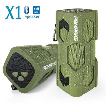 Bluetooth Speaker, Pomarks X1 Portable Wireless Speaker with Dual 5W Drivers, Premium Car Surround Stereo Speaker Featured with 8 Hrs-Long Playing Time, Strong Bass, NFC, Hand-Free & IPX 4 Waterproof