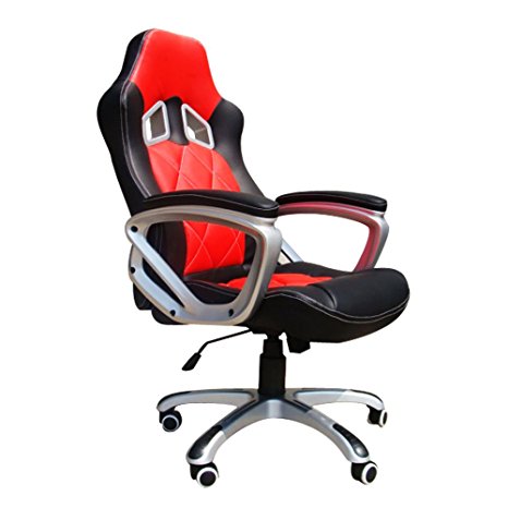 Office Chair Desk Chair Racing Chair Computer Chair Gaming chair with High Back PU Leather Executive (RED)