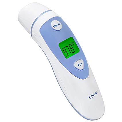 【Updated Version】LPOW Baby Forehead and Ear Thermometer, Digital Medical Infrared Thermometer with Best Accurate Readings and Fever Warning for Toddler, Infant, Kids and Adults