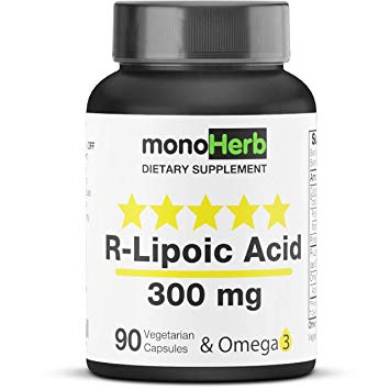 R-Lipoic Acid 300 mg - 90 Vegetarian Capsules - Stabilized R-Alpha-Lipoic Acid