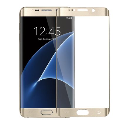 ALCLAP Galaxy S7 Tempered Glass Full Coverage Screen Protector Anti-Bubble Curved Edge to Edge HD Clear Film for Samsung Galaxy S7(Gold,NOT FOR S7 EDGE)